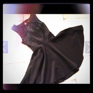 Trixxi 3x Black lazer cut skater dress